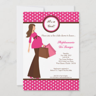 Invitation 5x7 Modern Mod Maman Shopping Baby shower Invitati