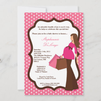 Invitation 5x7 Modern Mod Maman Shopping Baby shower Invitati