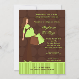 Invitation 5x7 Modern Mod Maman Shopping Baby shower Invitati