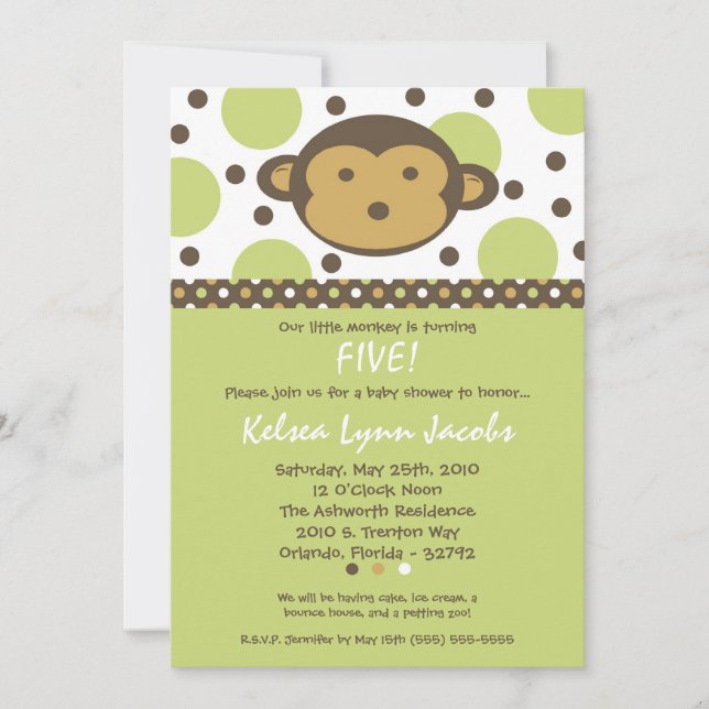 Invitation 5x7 Neut Moderne Mod Singe Anniversaire Par Invita (Devant)