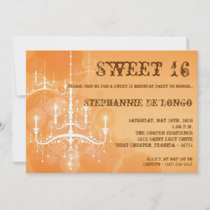 Invitation 5x7 Orange Chandelier Sweet 16 Anniversaire Invita