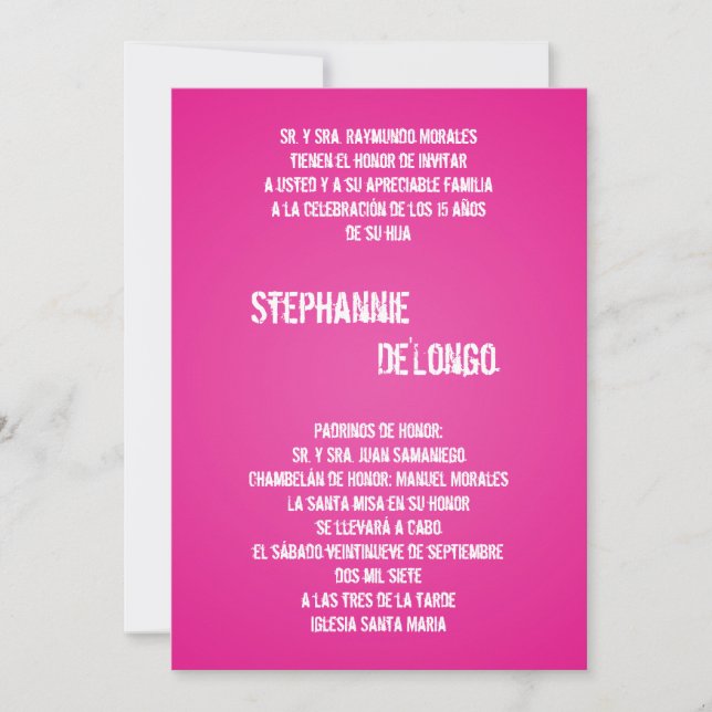 Invitation 5x7 Pink DJ Spin Tourne-disque Quinceanera Invitat (Devant)