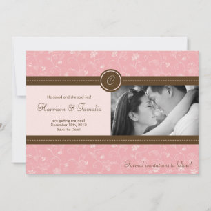 Invitation 5x7 Pink Floral Photo Enregistrer la date Annonce