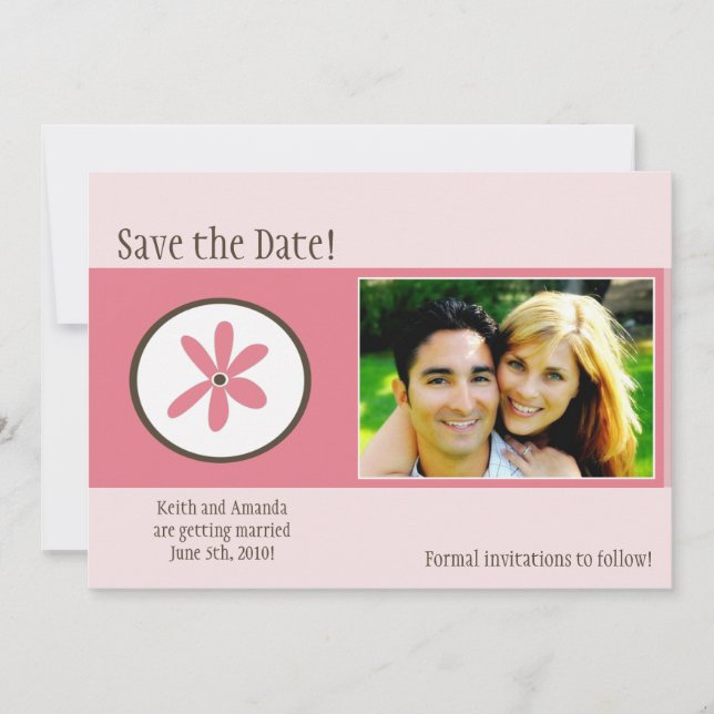 Invitation 5x7 Pink Flower Photo Enregistrer la date de l'ann (Devant)