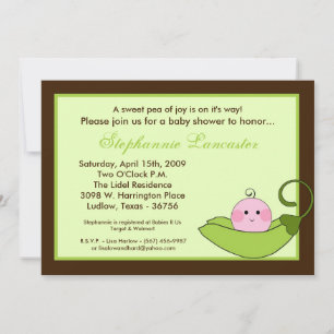 Invitation 5x7 Pois doux verts en Baby shower de pois
