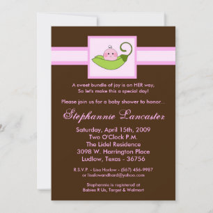Invitation 5x7 Pois rose doux dans Baby shower de pois