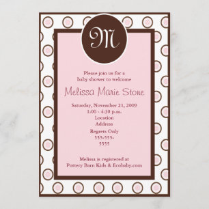 Invitation 5x7 Pot tendance rose, mauve et Baby shower Brown