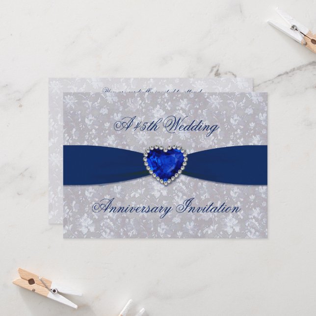 Invitation 5x7 pour 45e anniversaire de mariage à  (Devant/Arrière en situation)