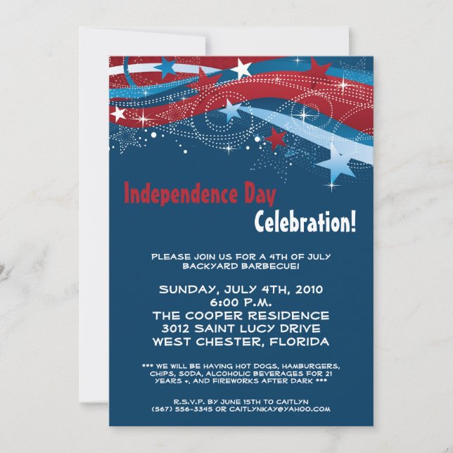Invitation 5x7 Quatrième 4 juillet (Devant)