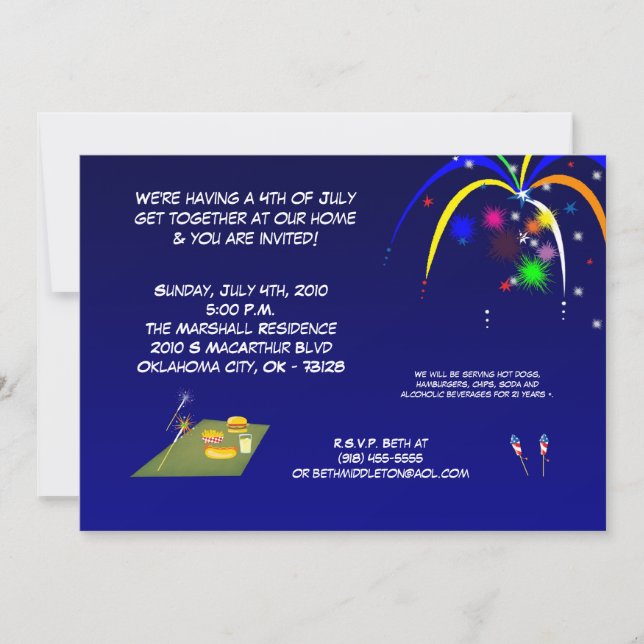 Invitation 5x7 Quatrième 4 juillet (Devant)