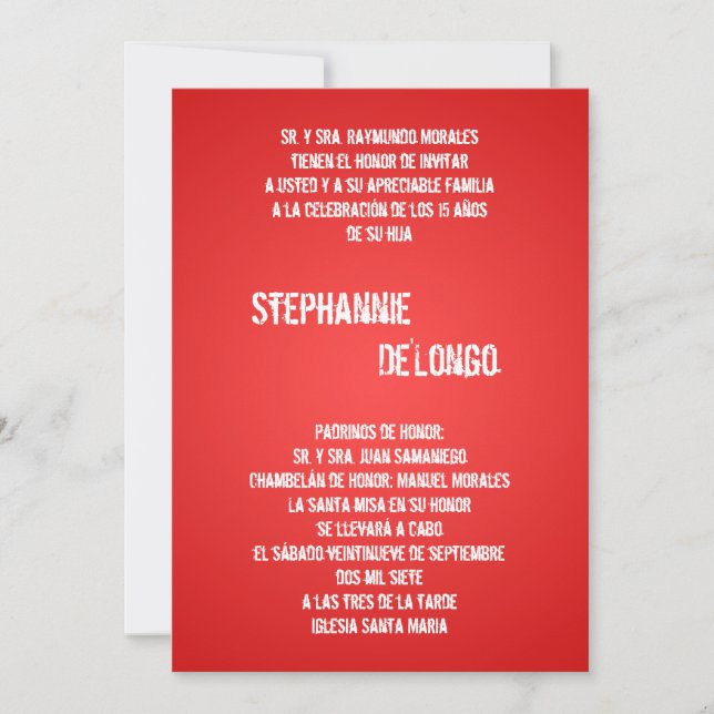Invitation 5x7 Red DJ Spin Tourne-disque Quinceanera Invitati (Devant)
