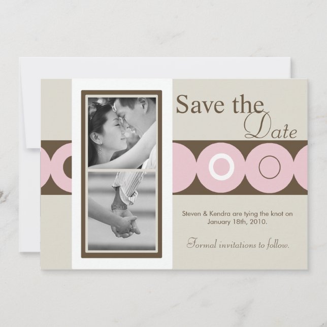 Invitation 5x7 Retro Circle Photo Enregistrer la date Annonce (Devant)