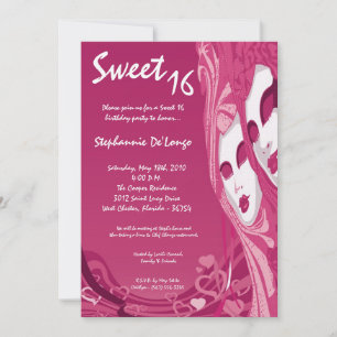 Invitation 5x7 Rose Masquerade Sweet 16 Anniversaire Invitati