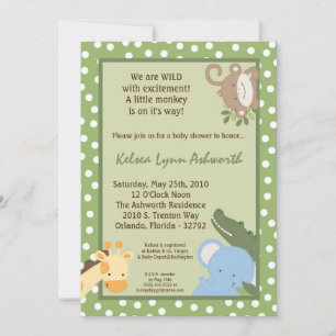 Invitation 5x7 Safari Jungle ZooInvitation Baby shower animal