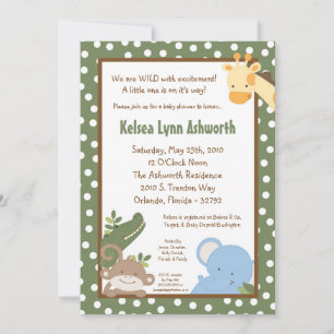 Invitation 5x7 Safari Jungle ZooInvitation Baby shower animal