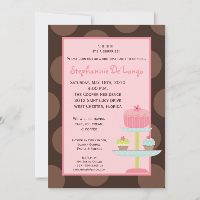 Invitation 5x7 Sweet Treats Cup Cake Birthday Invite (Devant)