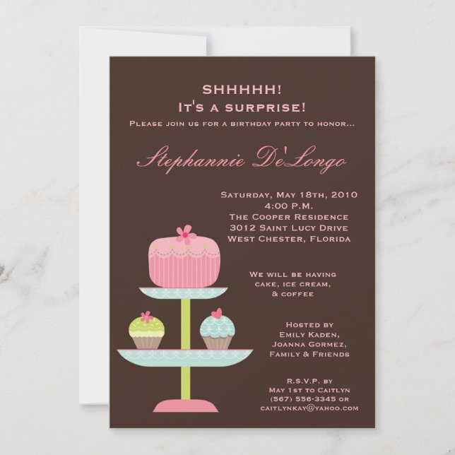 Invitation 5x7 Sweet Treats Cup Cake Birthday Invite (Devant)