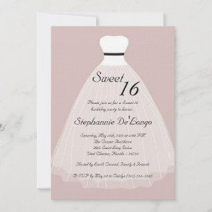 Invitation 5x7 Tan Sheer Dress Sweet 16 Anniversaire Invitati