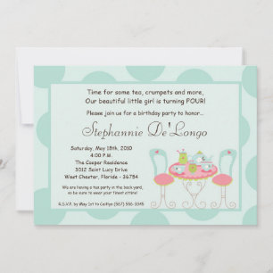 Invitation 5x7 Tea Party Polka Dot Anniversaire Fête Invitati