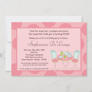 Invitation 5x7 Tea Party Polka Dot Anniversaire Fête Invitati