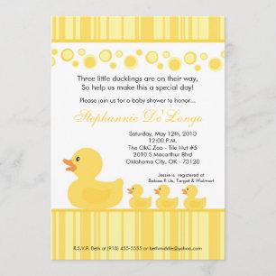 Invitation 5x7 TRIPLETS Baby shower de canards en caoutchouc