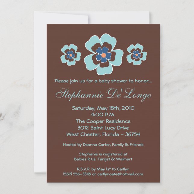 Invitation 5x7 Tropical Hawaiian Flower Baby shower Invitatio (Devant)