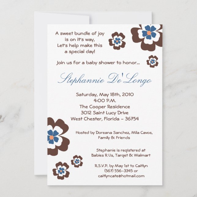 Invitation 5x7 Tropical Hawaiian Flower Baby shower Invitatio (Devant)