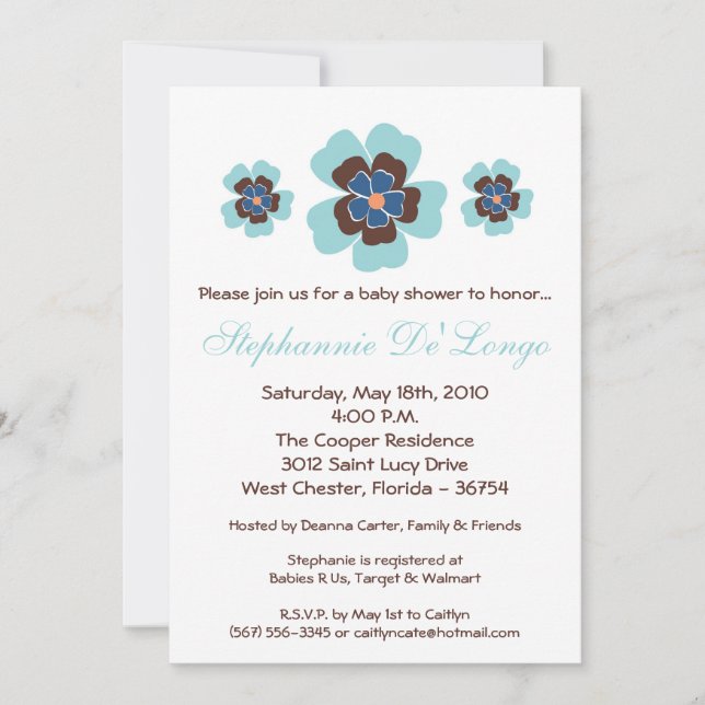 Invitation 5x7 Tropical Hawaiian Flower Baby shower Invitatio (Devant)