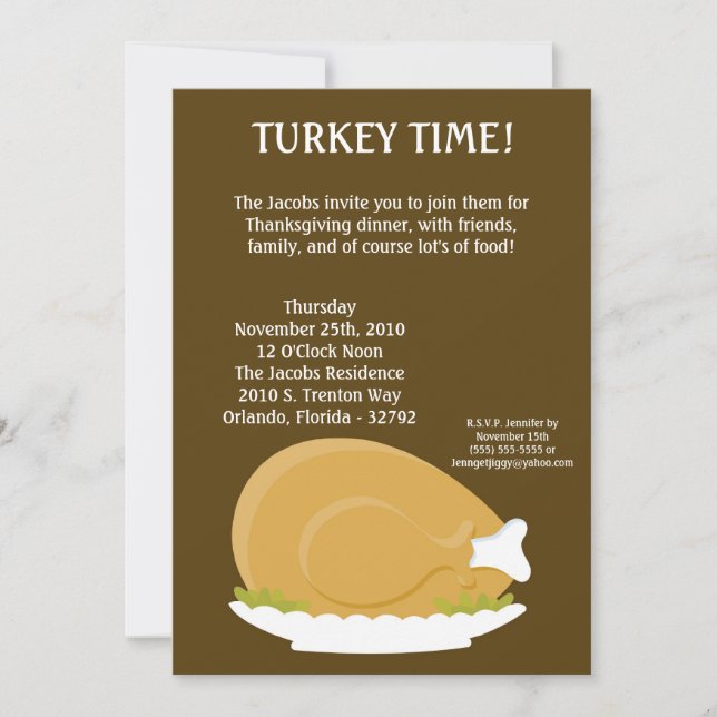 Invitation 5x7 Turquie Plaque de nourriture Thanksgiving Invi (Devant)
