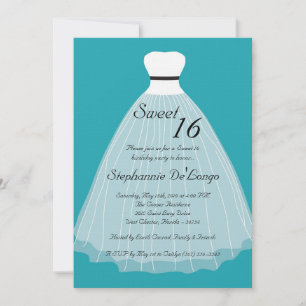Invitation 5x7 Turquoise robe sucré 16 Anniversaire Invitatio