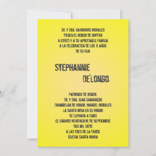 Invitation 5x7 Yello DJ Spin Tourne-disque Quinceanera Invita