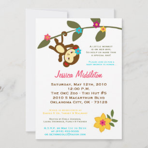 Invitation 5x7Jungle Gym Baby shower de danse du singe