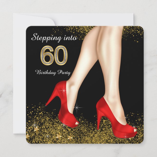 Invitation 60 Anniversaire Chaussures Rouges (Devant)