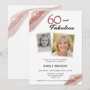 Invitation 60 et Fabuleux Anniversaire Rose Gold 2 Photos