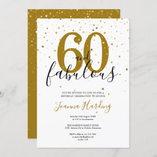 Invitation 60 et fabuleux Elegant Gold et Black Anniversaire
