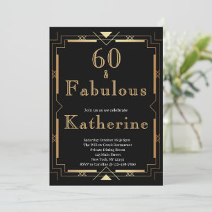 Invitation 60 et Fabuleux Fête d'anniversaire 60 ans Art Déco