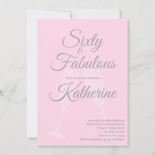 Invitation 60 et Fabuleux Script Rose pour une fête d'anniv