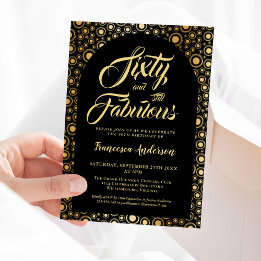 Invitation 60 Et Fabulous Black Gold 60e fête d'anniversaire