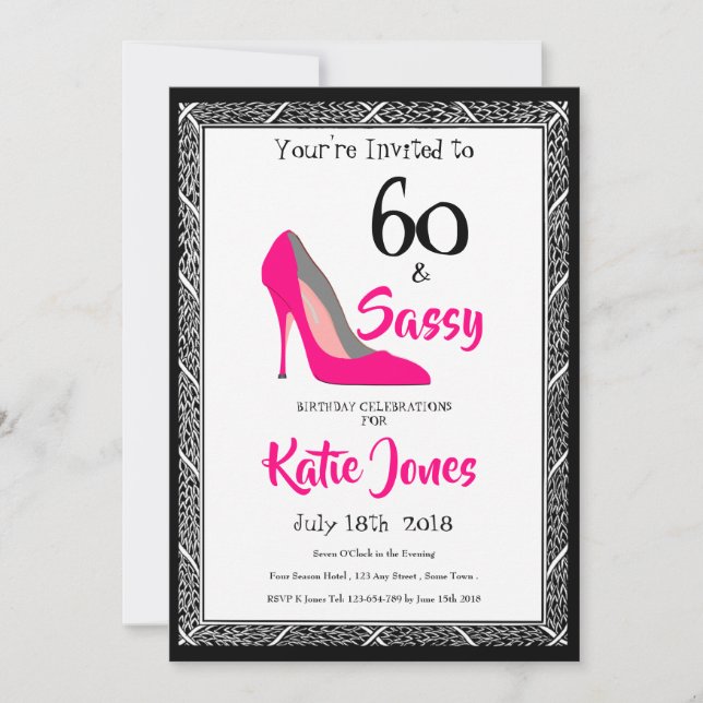 Invitation 60 et Sassy 60e fête d'anniversaire (Devant)