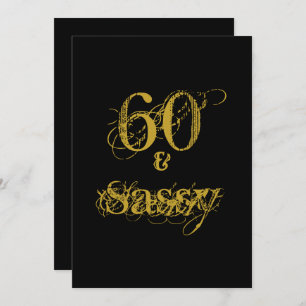 Invitation 60 et Sassy 60e fête d'anniversaire Noir et Or