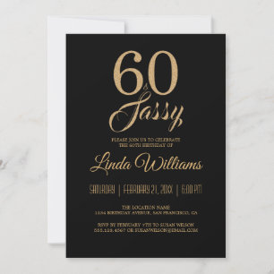 Invitation 60 et Sassy Black Gold 60e fête d'anniversaire