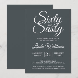 Invitation 60 et Sassy Black White Chic 60e fête d'anniversai