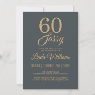Invitation 60 et Sassy Off-Black Gold 60e fête d'anniversaire