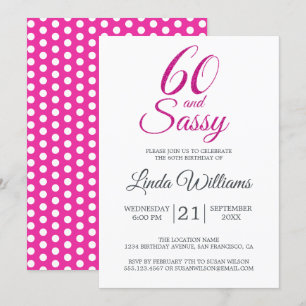 Invitation 60 et Sassy Pink Parties scintillant 60e anniversa