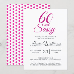 Invitation 60 et Sassy Pink Parties scintillant 60e fête d'an
