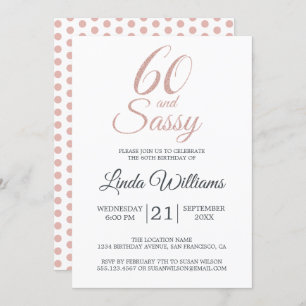 Invitation 60 et Sassy Pink Parties scintillant 60e fête d'an