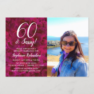 Invitation 60 et Sassy Red Rose Photo Anniversaire