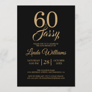 Invitation 60 et soixantième fête d'anniversaire d'or noir