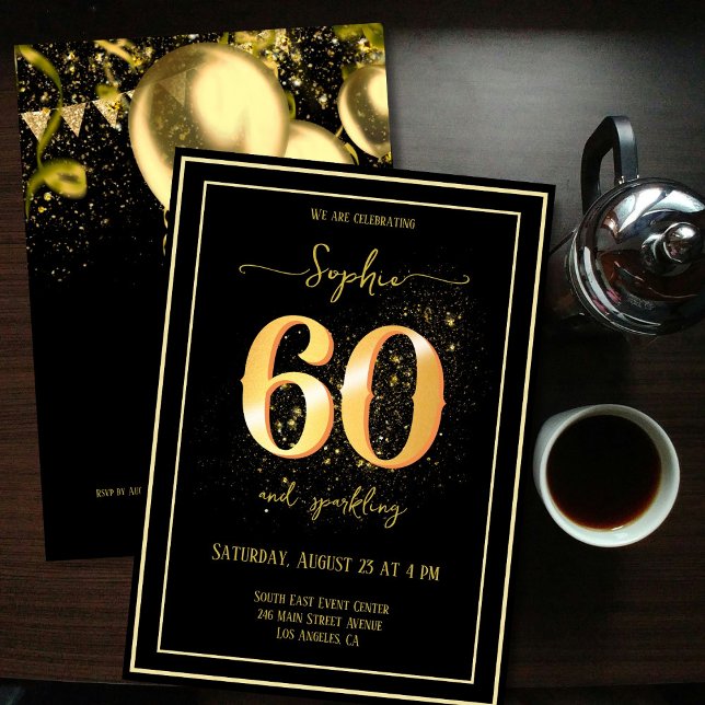 Invitation 60 et Sparkling Gold et Noir Anniversaire (Créateur téléchargé)
