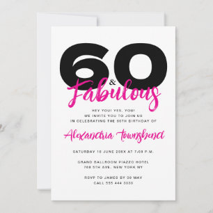 Invitation 60 & Fabuleux Anniversaire 60 ans gras